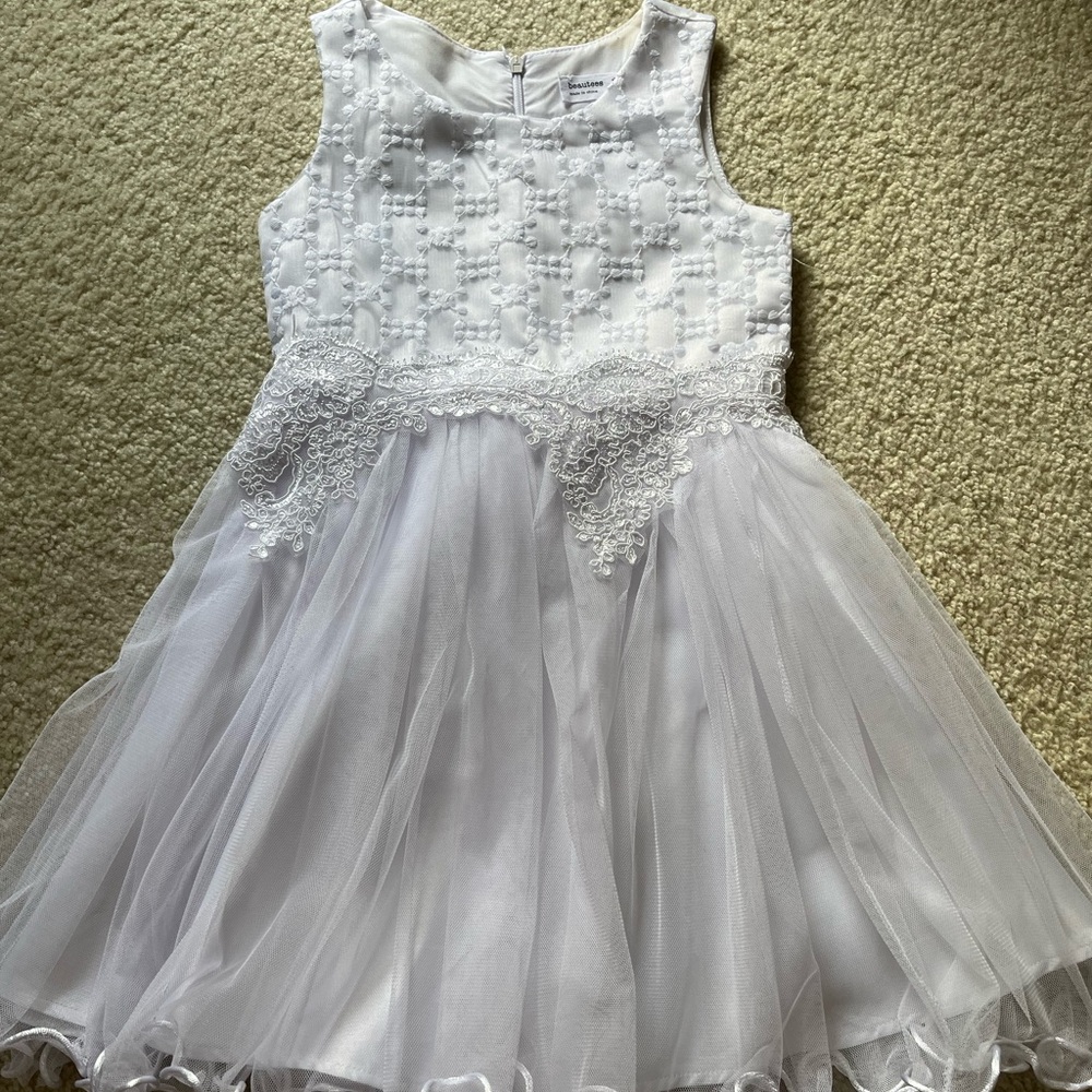 Beautees White Lace Formal Kids Dress